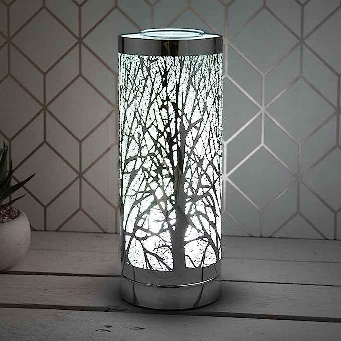 Electric Colour Changing "Forest" Silver Oil Burner