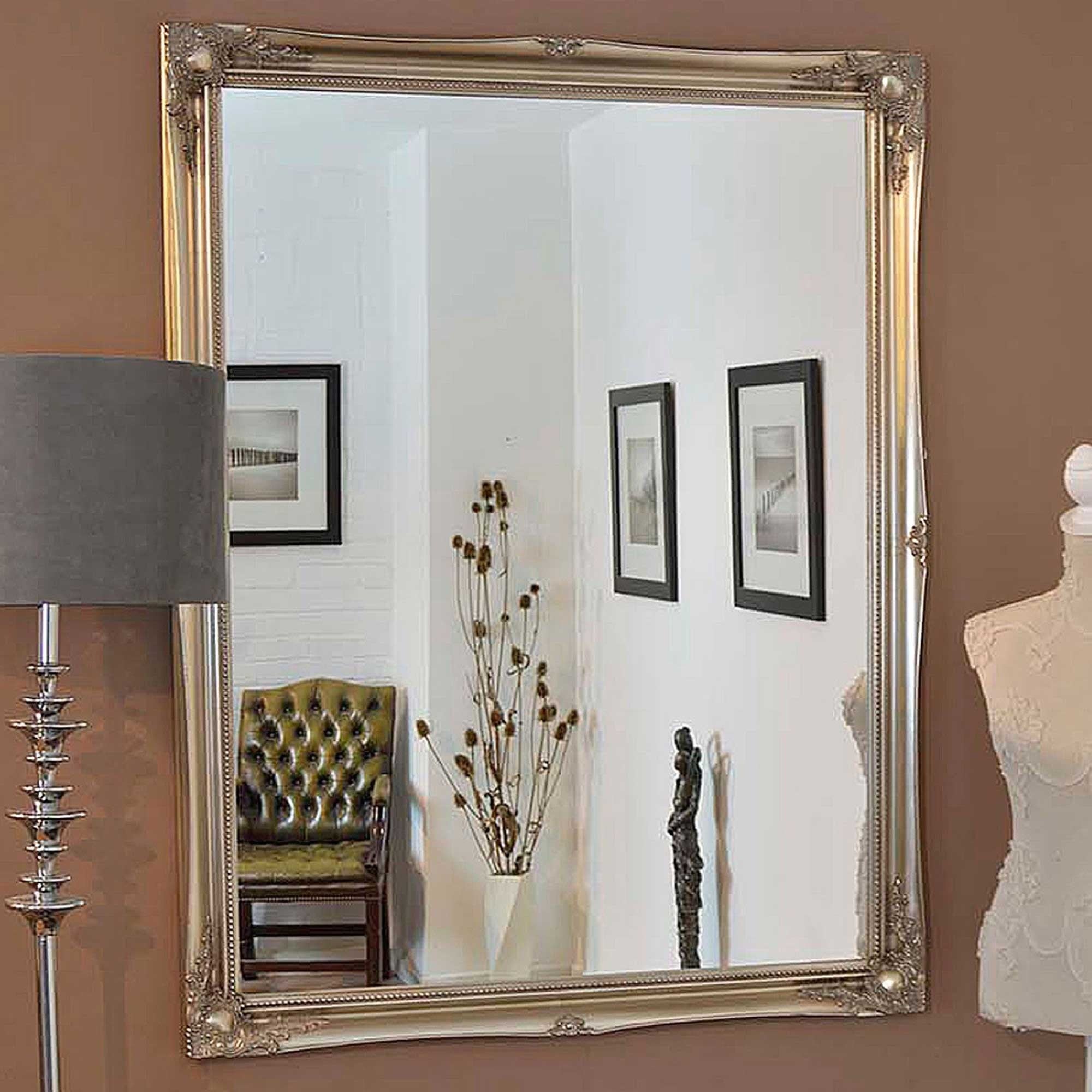 Antique Silver Cheval Wall Glass Mirror 80cm