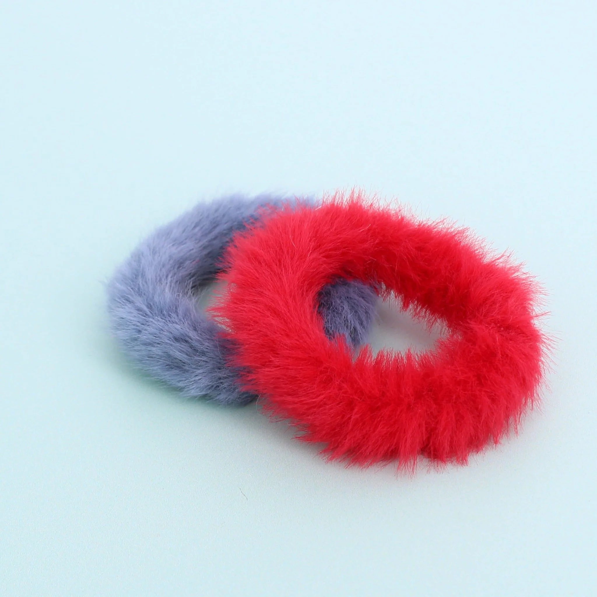 Millie Mae Set Of Two "Fluffy" Red & Blue Hair Bands