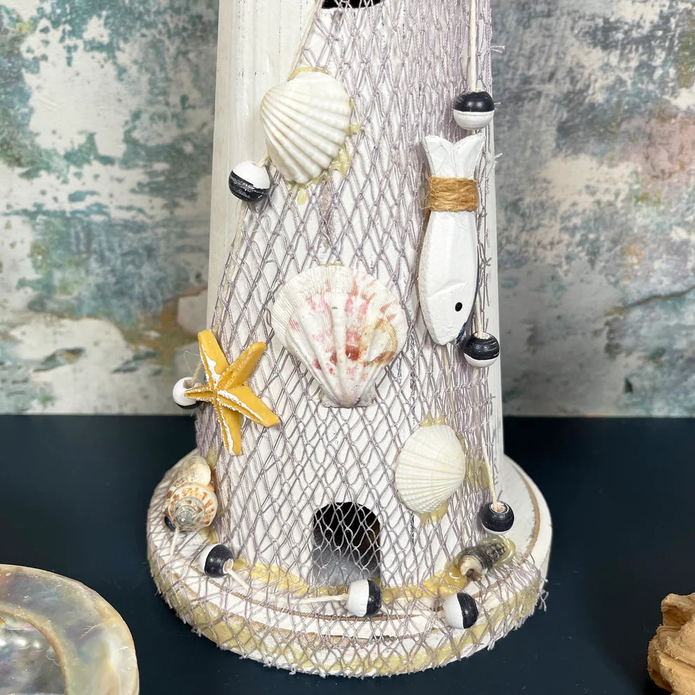 Nautical "White & Navy" Large Rustic Lighthouse