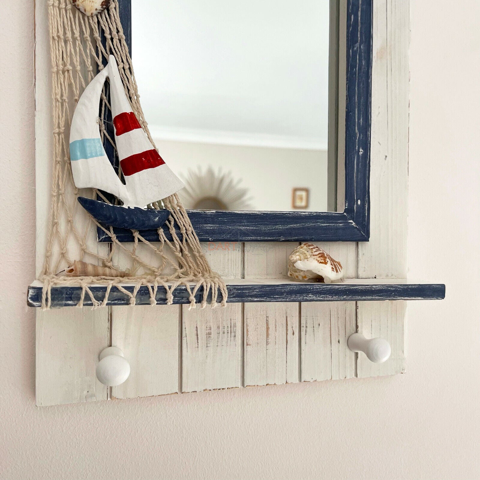 Nautical Wooden "Beach Hut" Wall Mirror