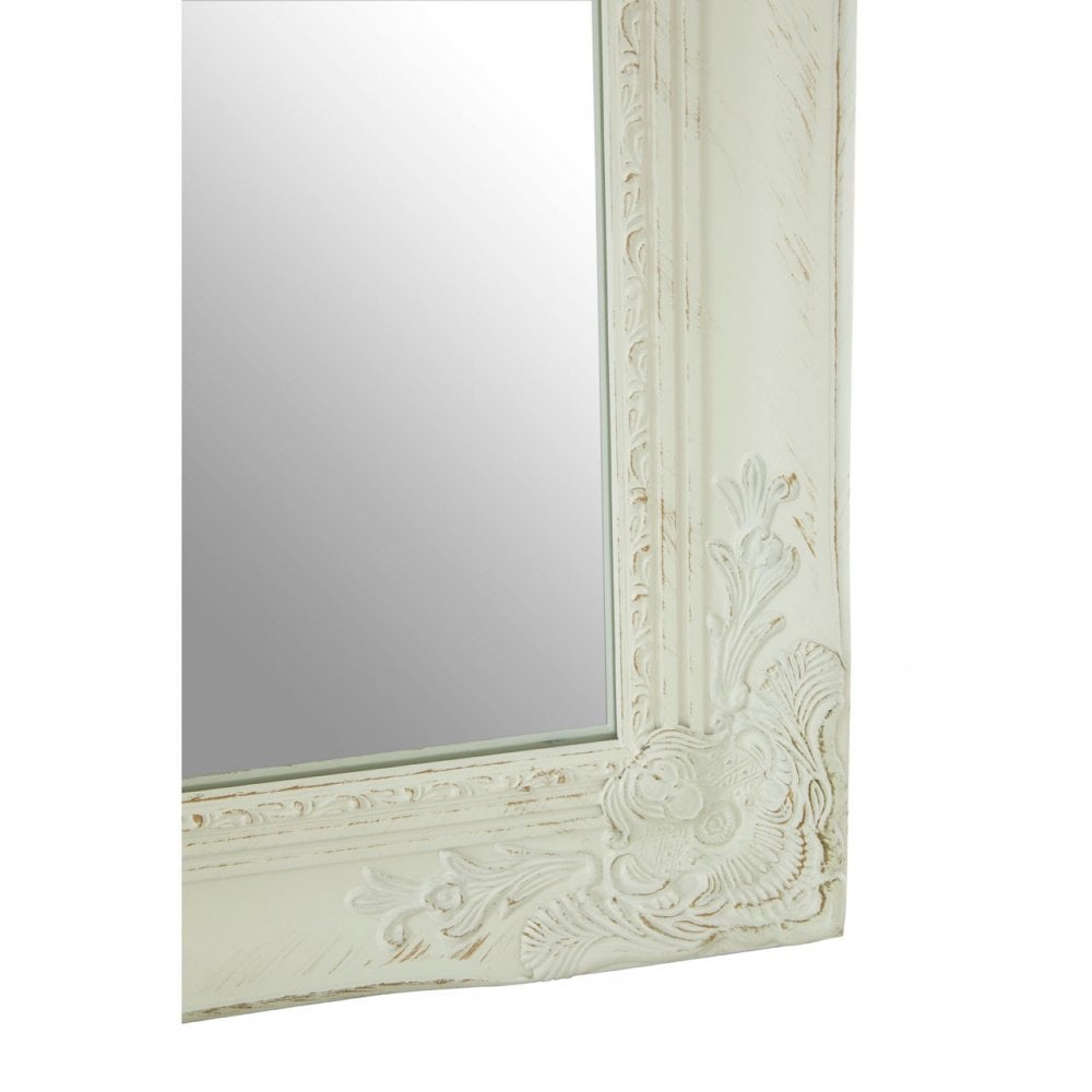 White & Gold Brush Cheval Wall Glass Mirror 80cm