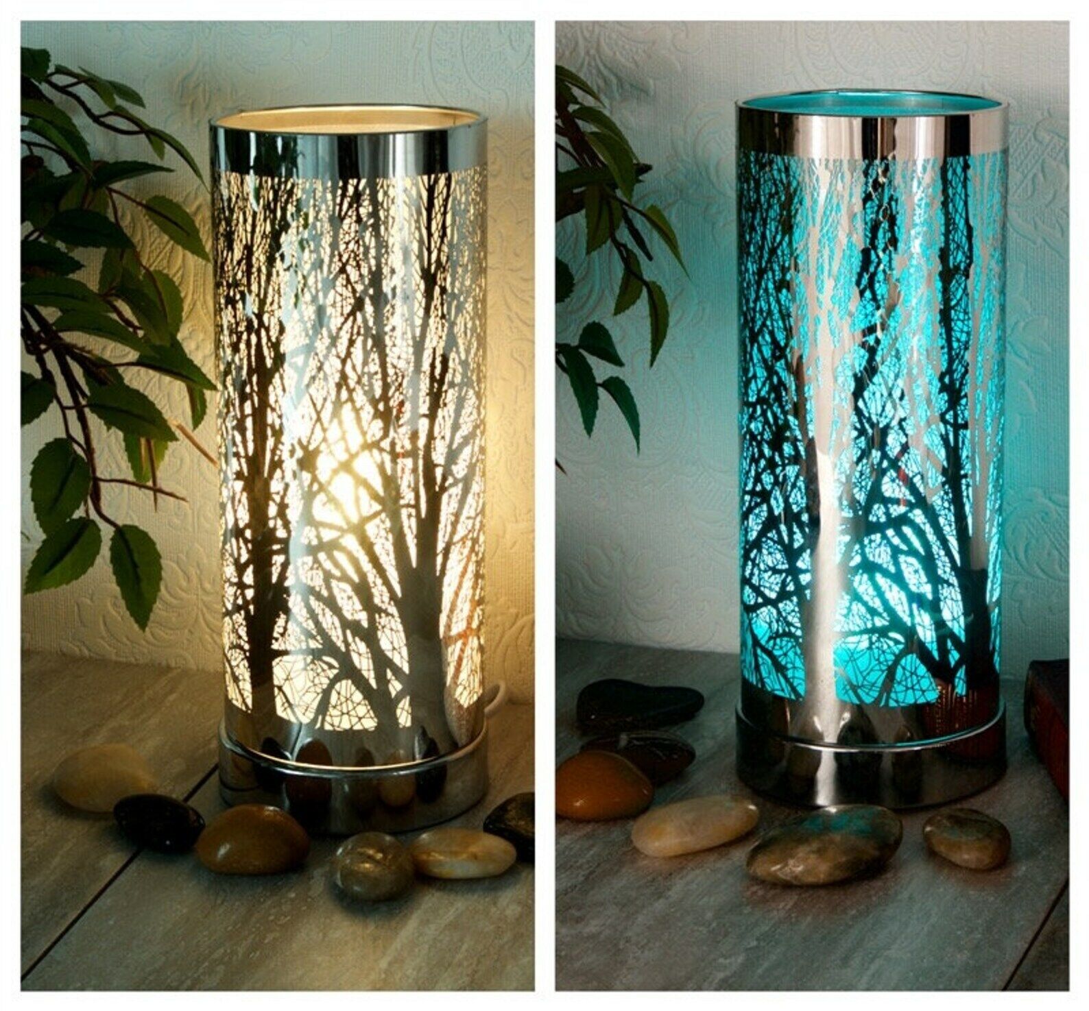 Electric Colour Changing "Forest" Silver Oil Burner