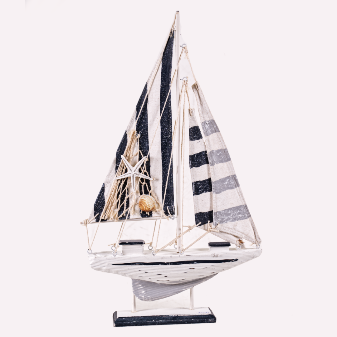 Nautical Navy & White Pinstriped "Sailing Yacht"