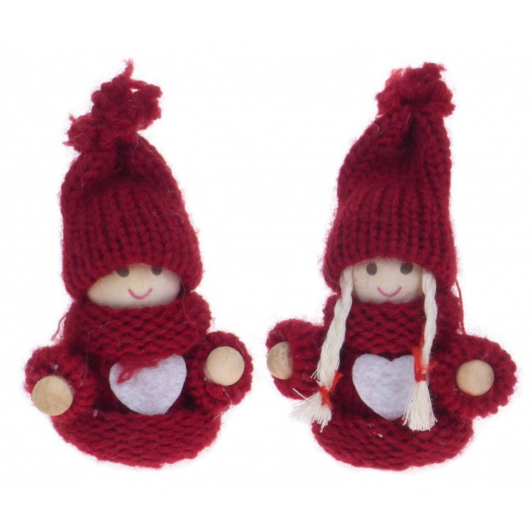 Christmas Hanging Doll Tree Decoration (Burgundy)