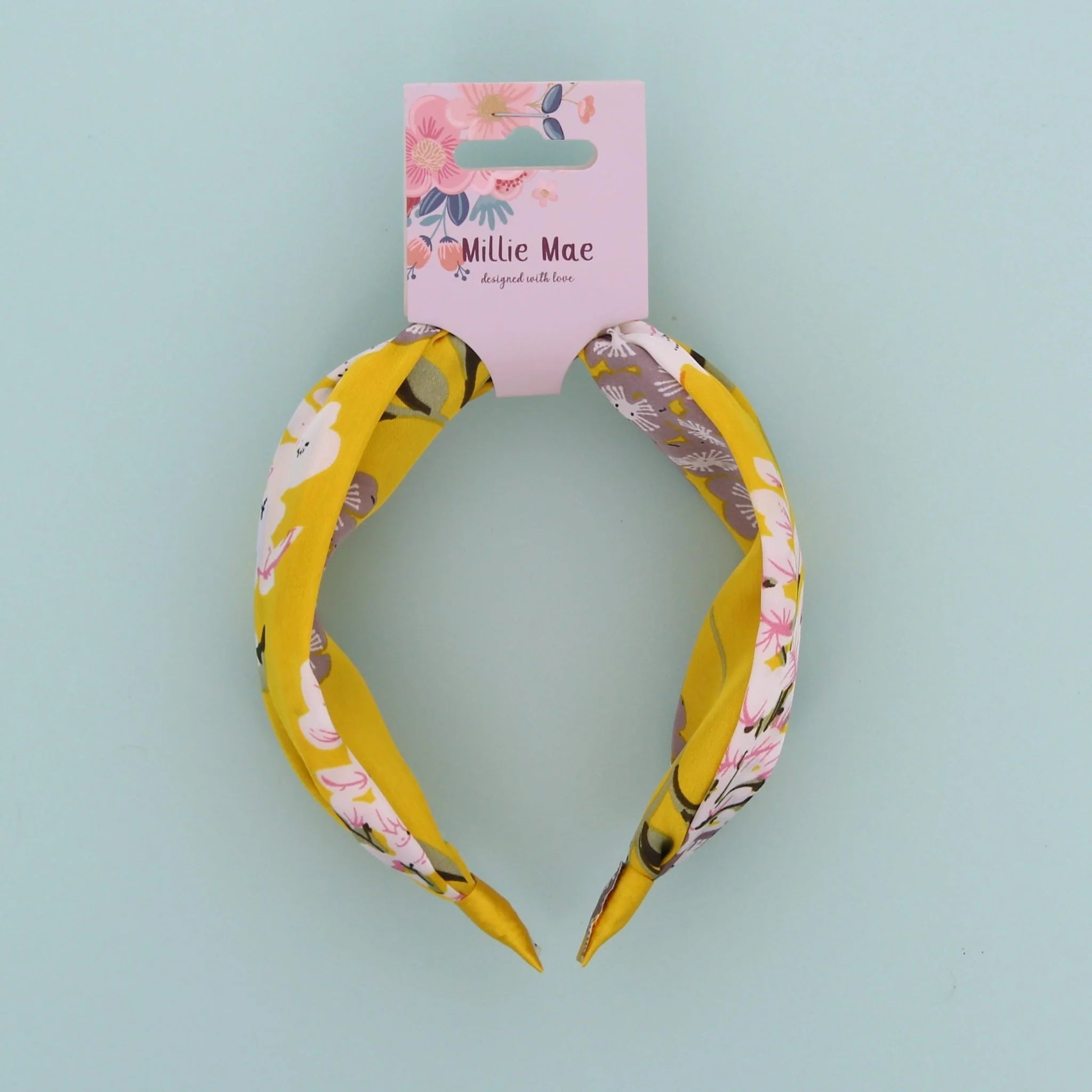 Millie Mae Yellow "Cherry Blossom" Wide Headband