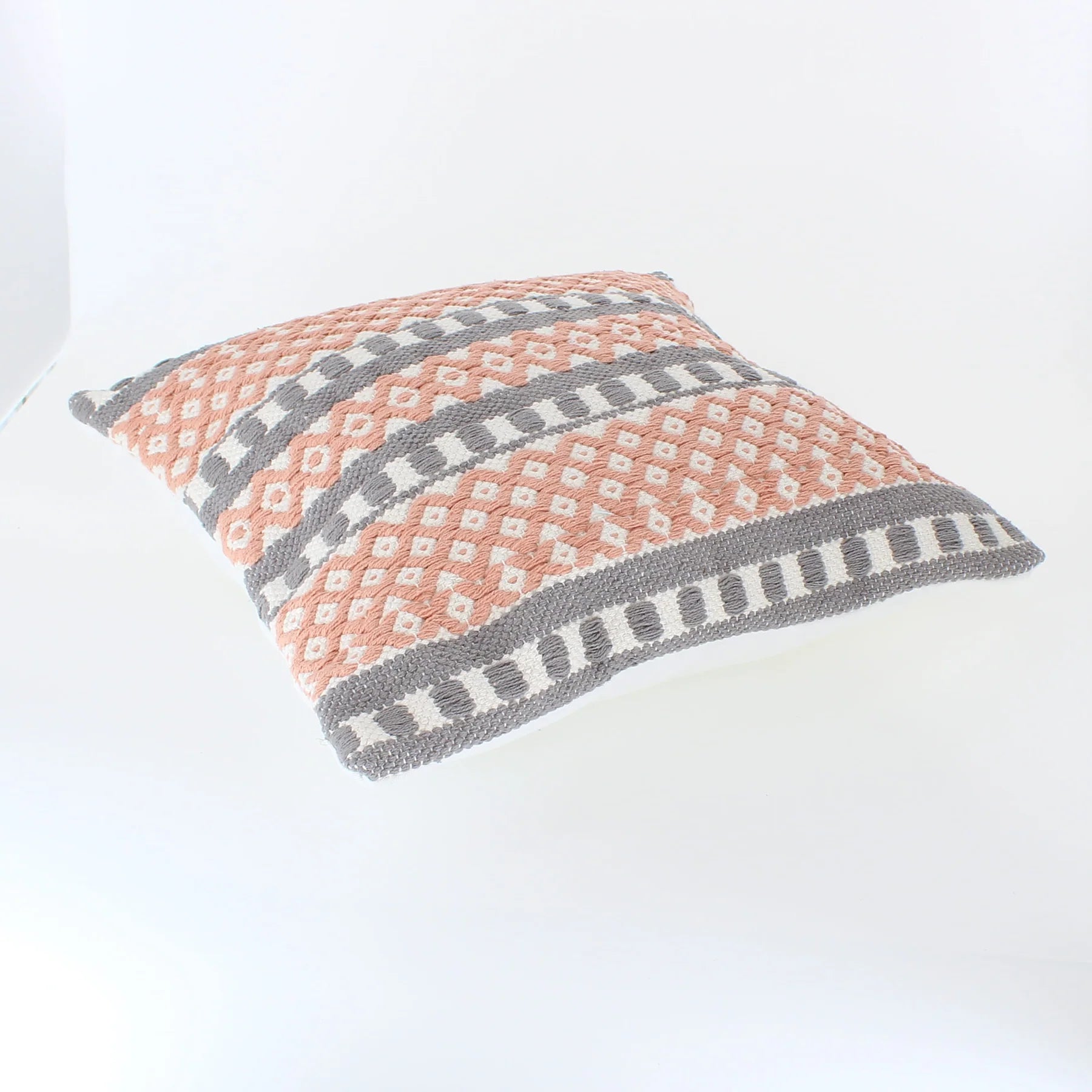 Forever England Aztec Weave "Grey & Coral" Cushion 45cm