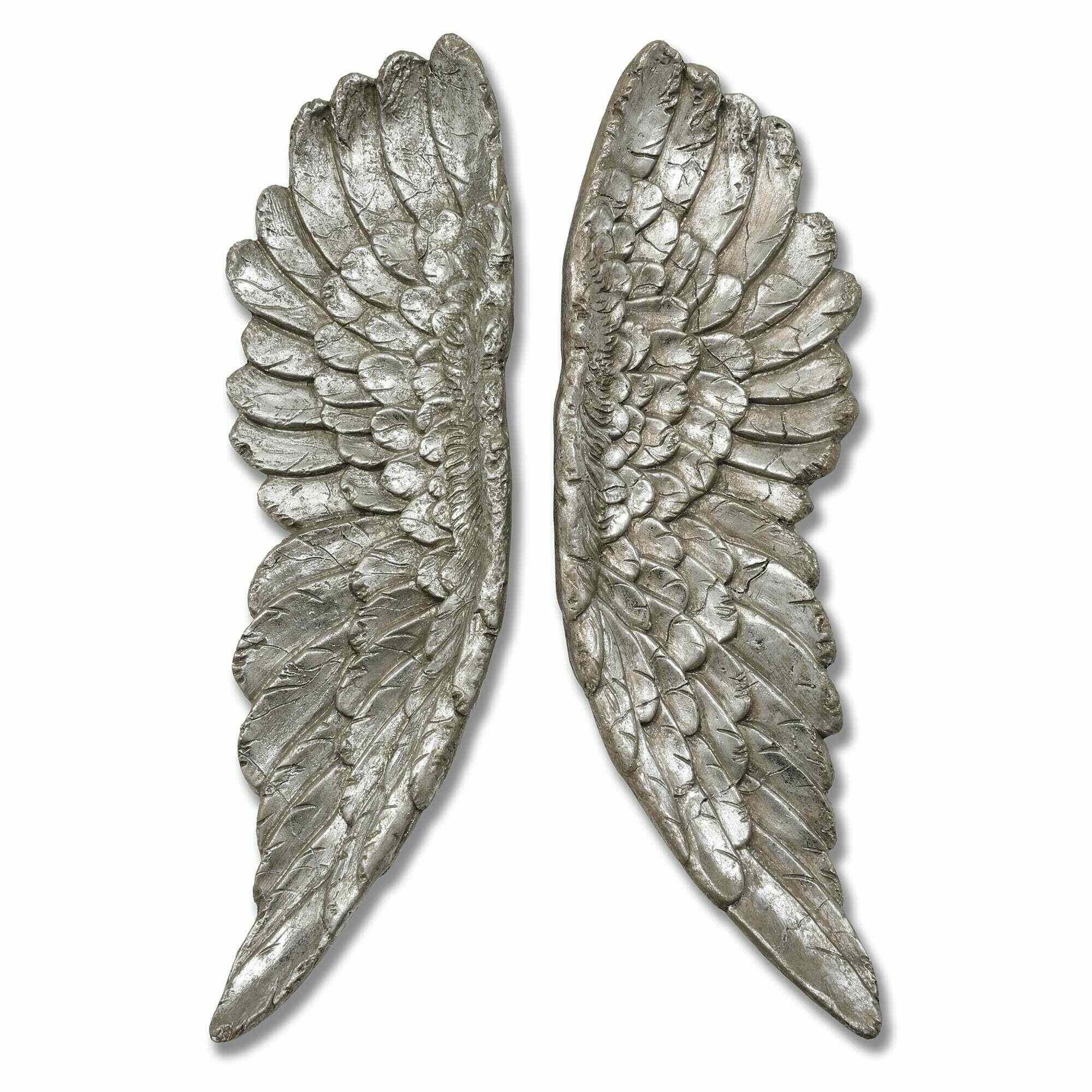 Hill Interiors Pair Of Large Antique Silver Angel Wings 110cm