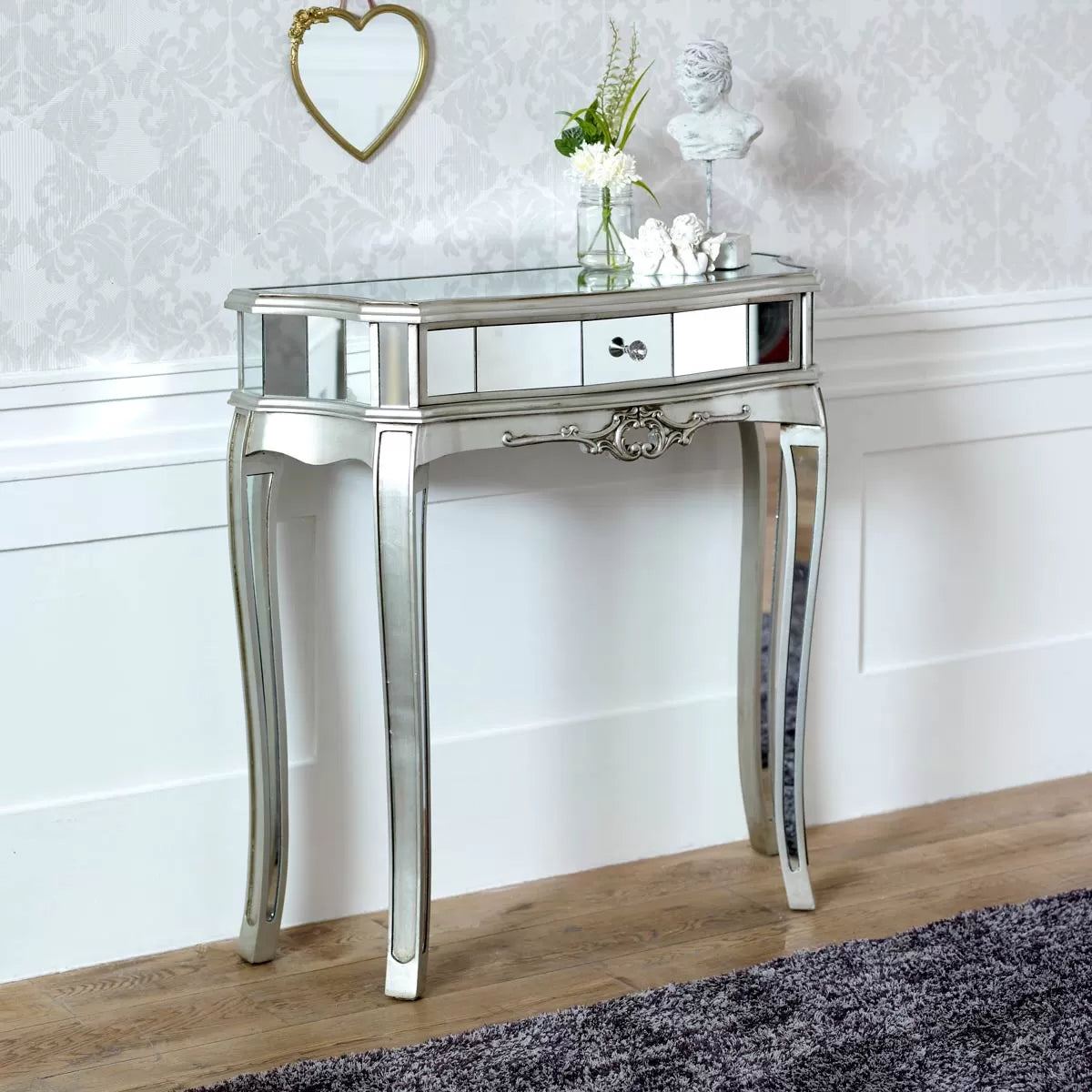 Hill Interiors Mirrored "Argente Half Moon" Console Table