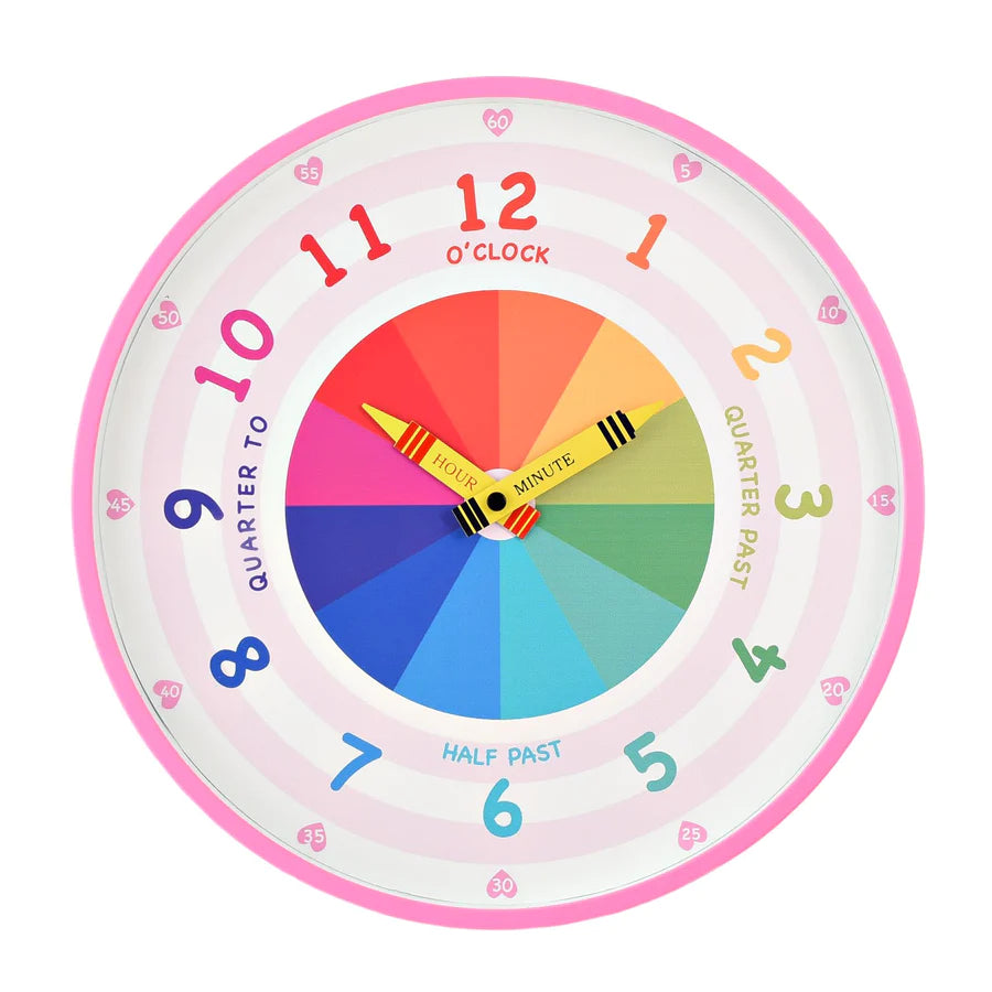 Children's "Tik-Tok Its Time To Read The Clock" Pink Wall Clock 30cm