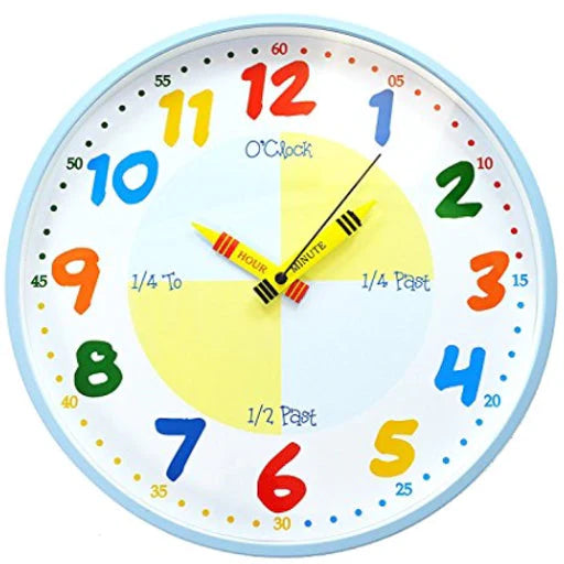 Children's "Tik-Tok Its Time To Read The Clock" Blue Wall Clock 30cm