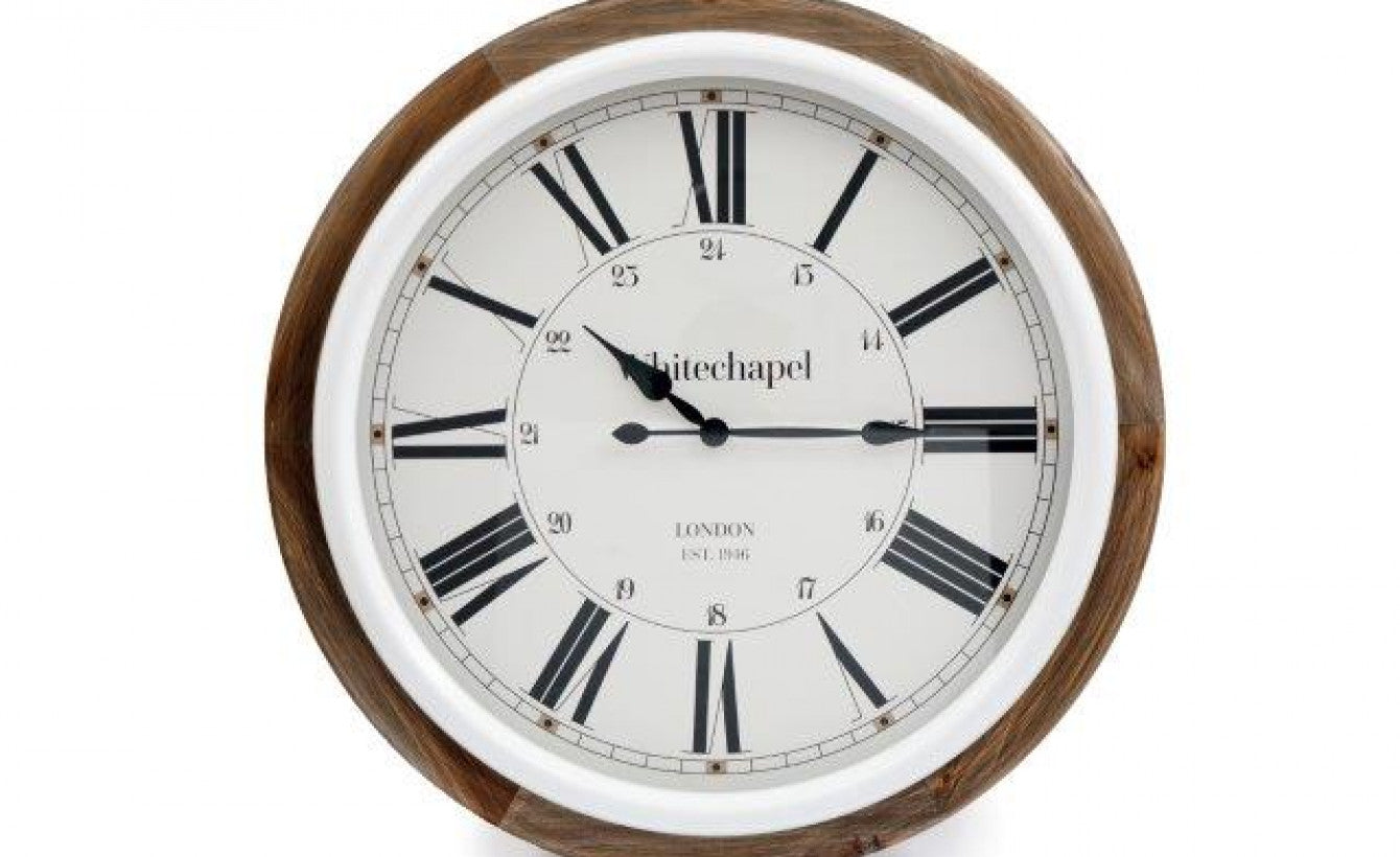 White Wooden Chapel Clock 80cm