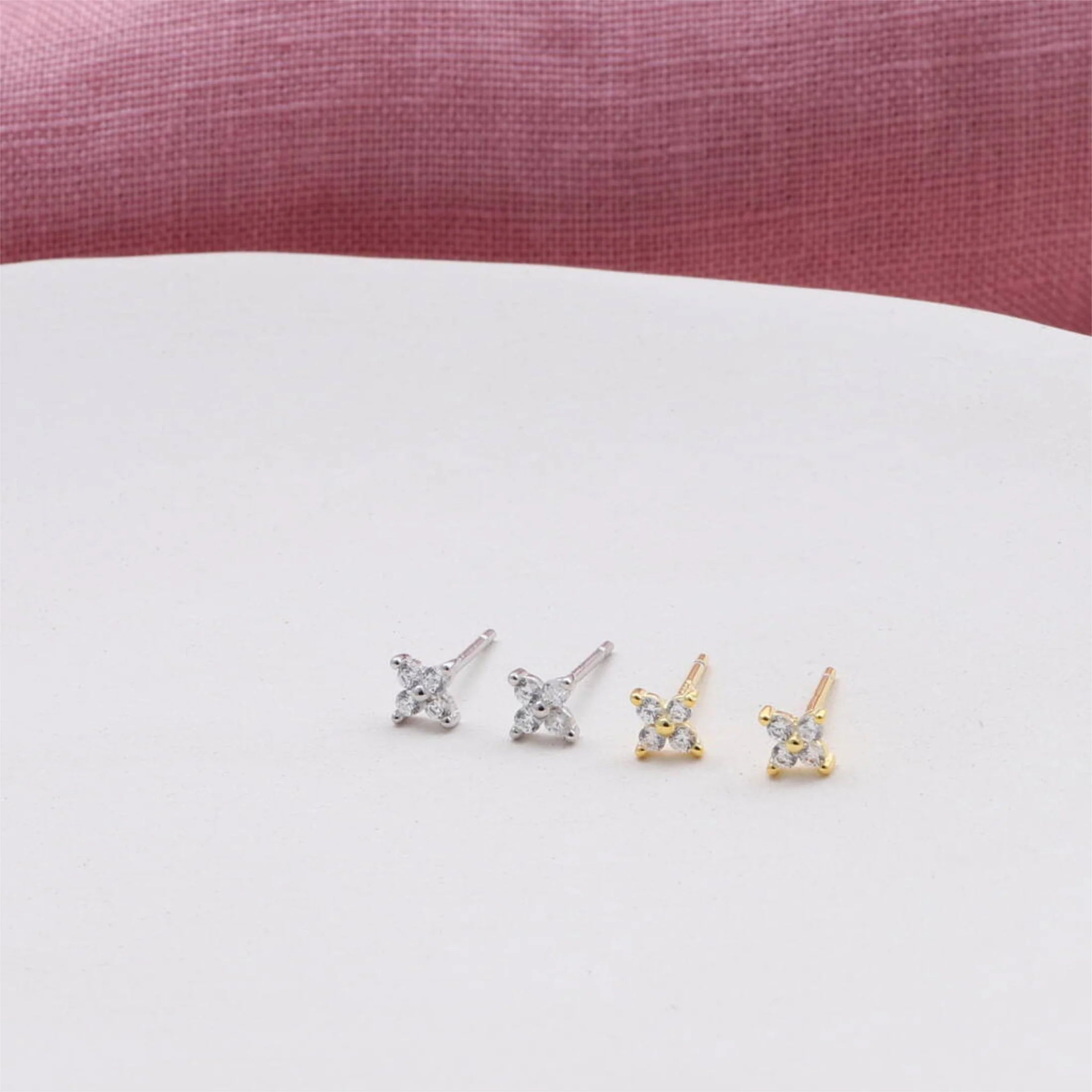 "Happy Birthday" Gold Crystal earrings (Sterling Silver)