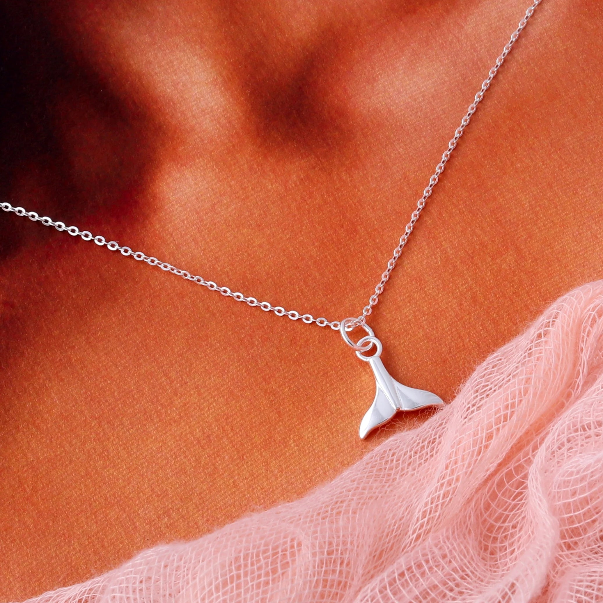 Whale Tale Necklace (Sterling Silver)
