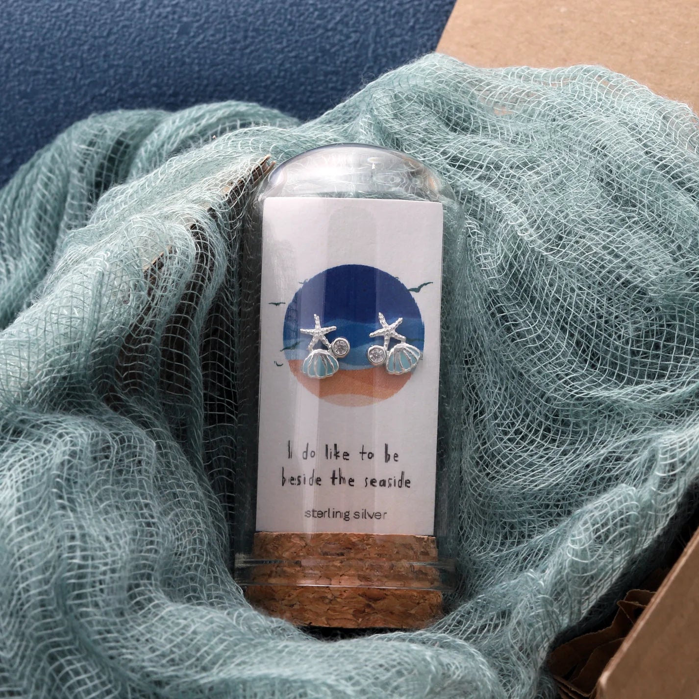 Shell & Starfish Crystal Earrings (Sterling Silver)