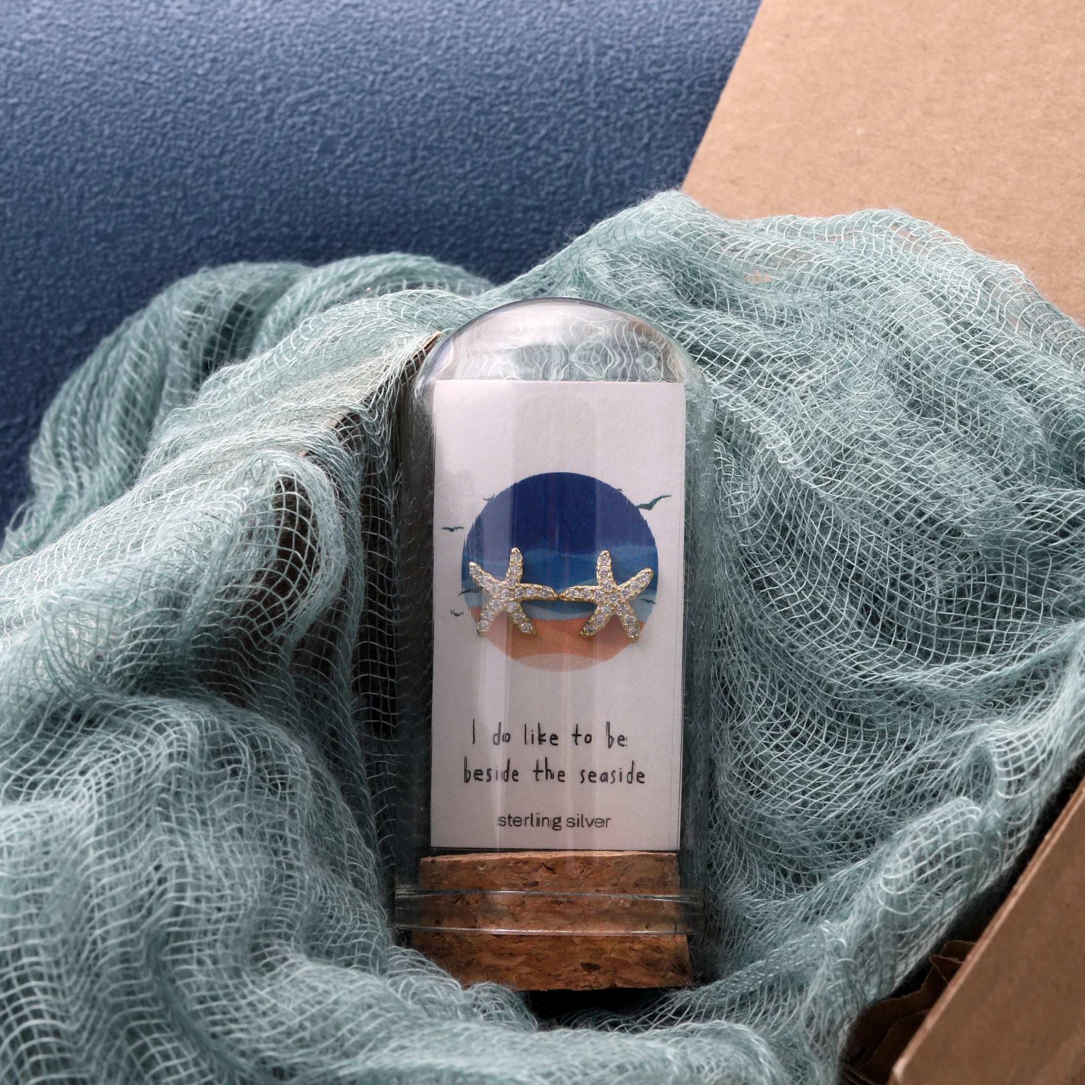 Silver Crystal Starfish earrings (Sterling Silver)