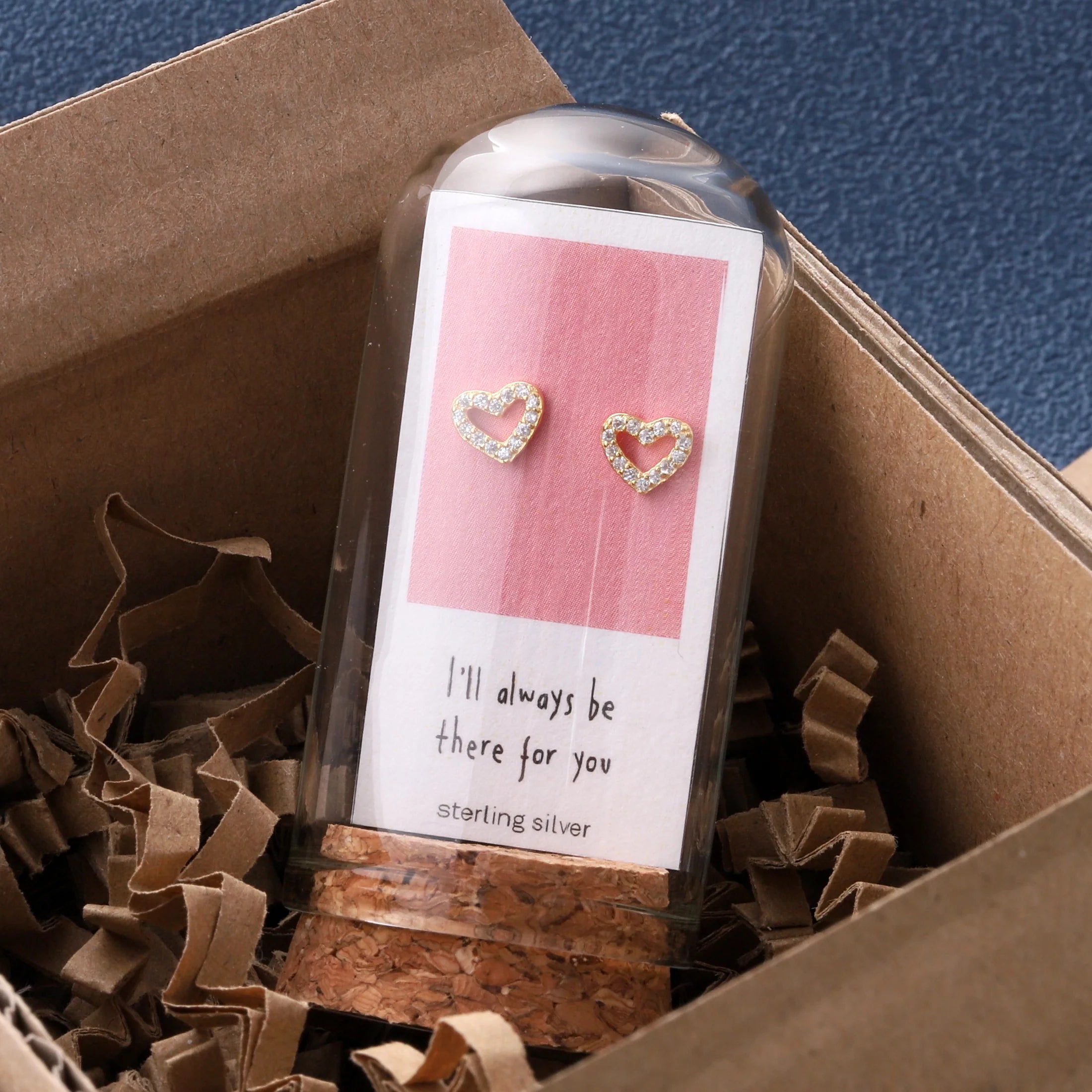 Gold Heart "I will always be there for you" earrings