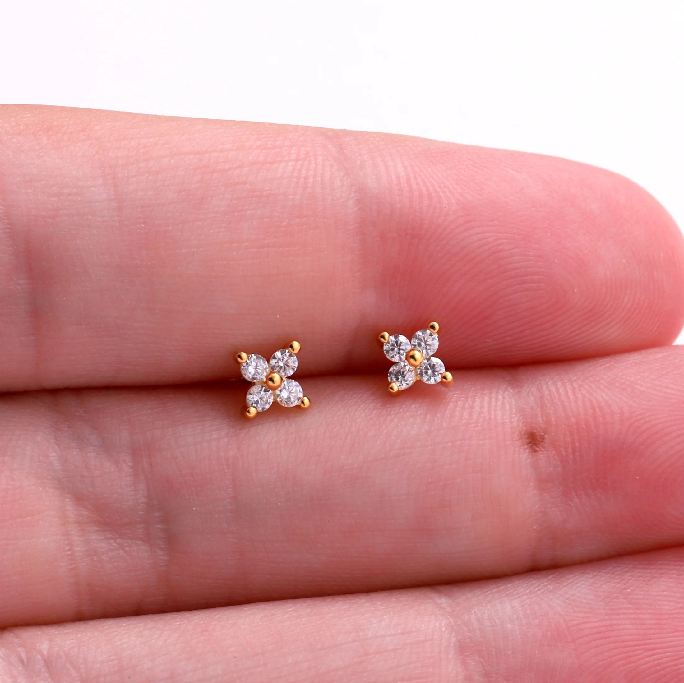 "Happy Birthday" Gold Crystal earrings (Sterling Silver)