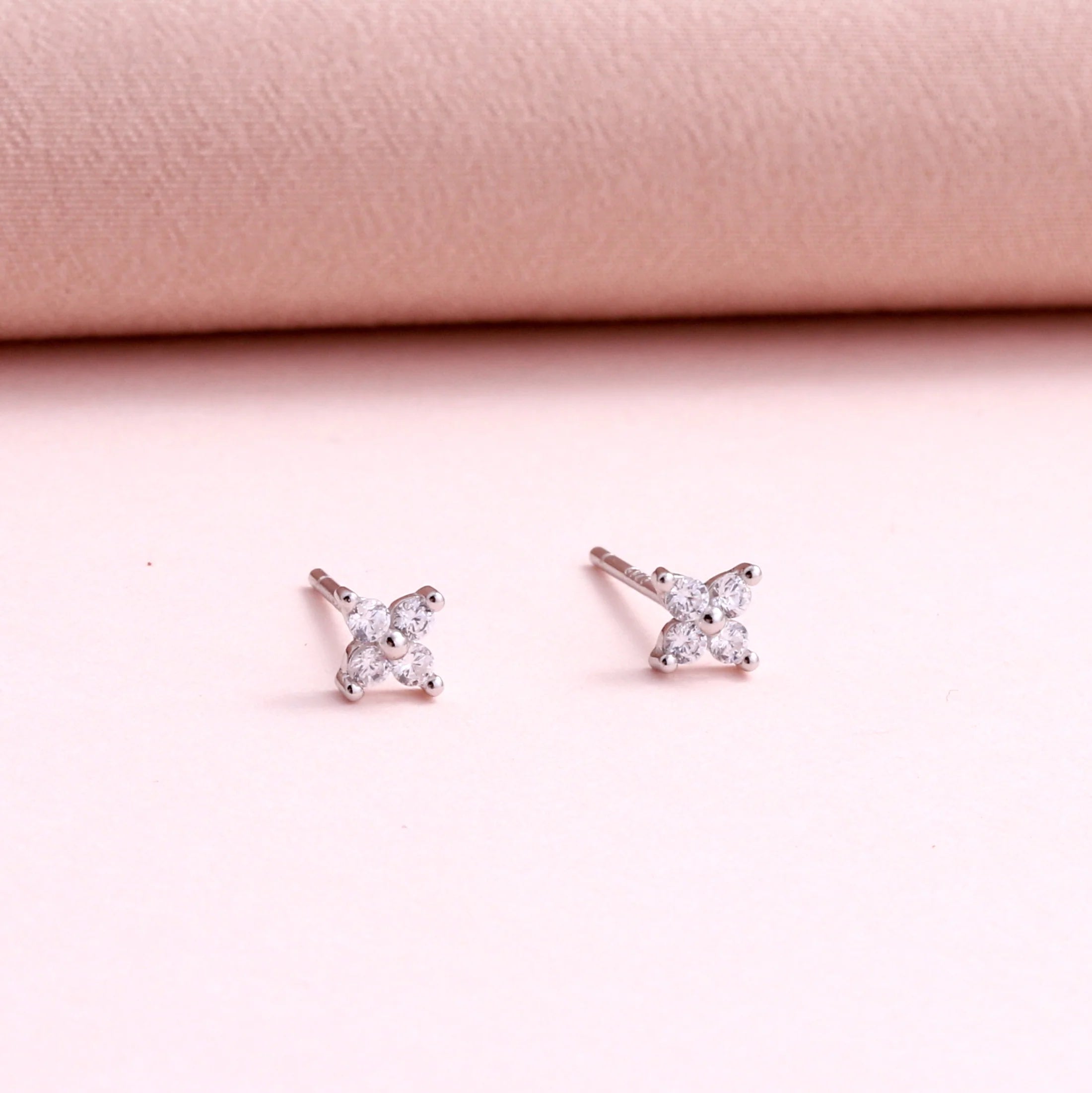 "Happy Birthday" Silver Crystal earrings (Sterling Silver)