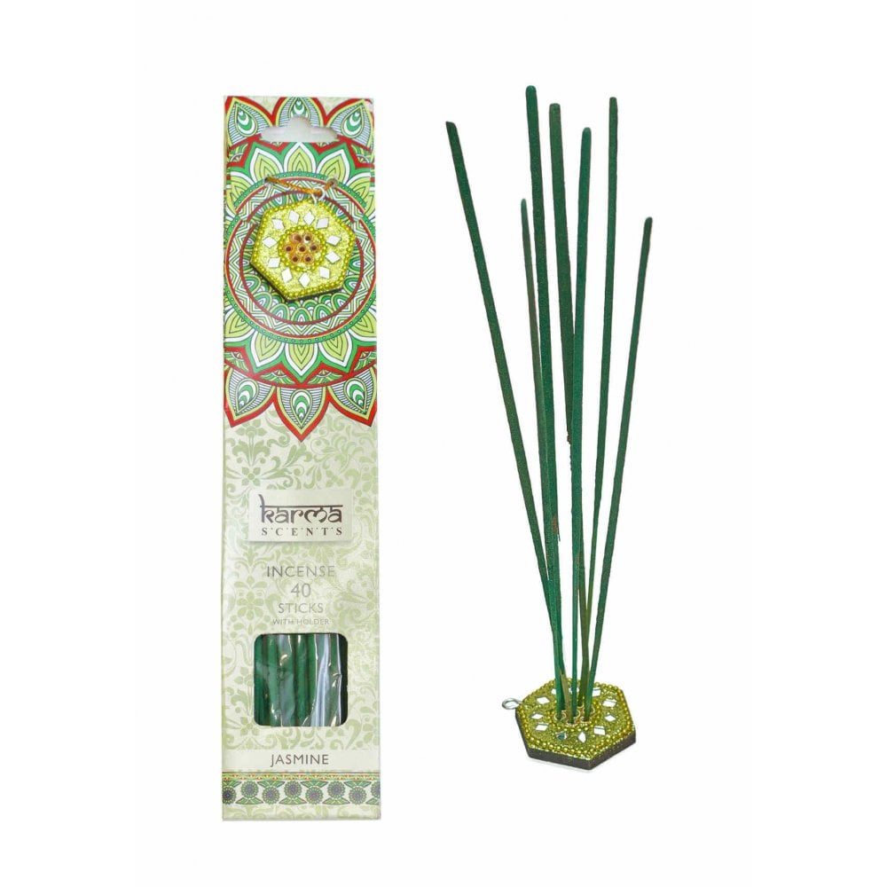 Karma Scents 40 Incense Sticks and Holder "Jasmine"
