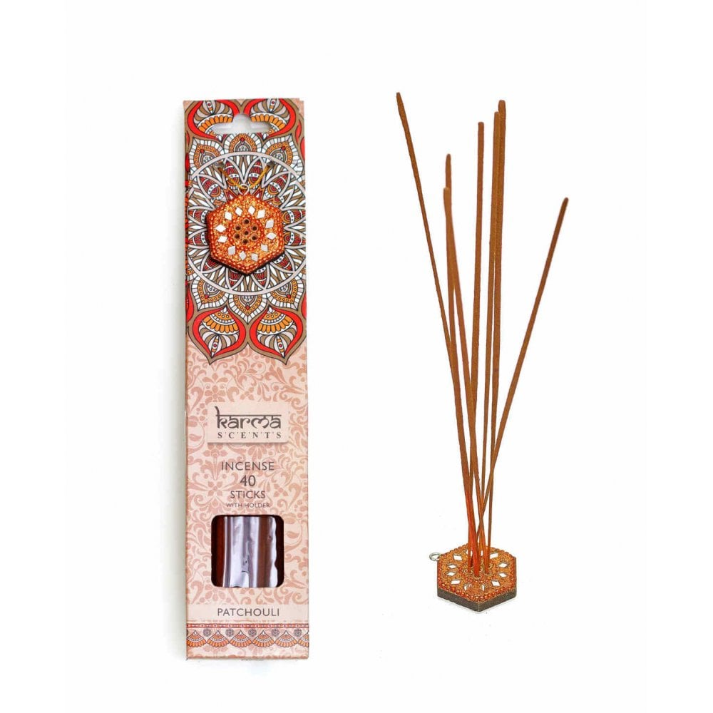 Karma Scents 40 Incense Sticks and Holder "Patchouli"