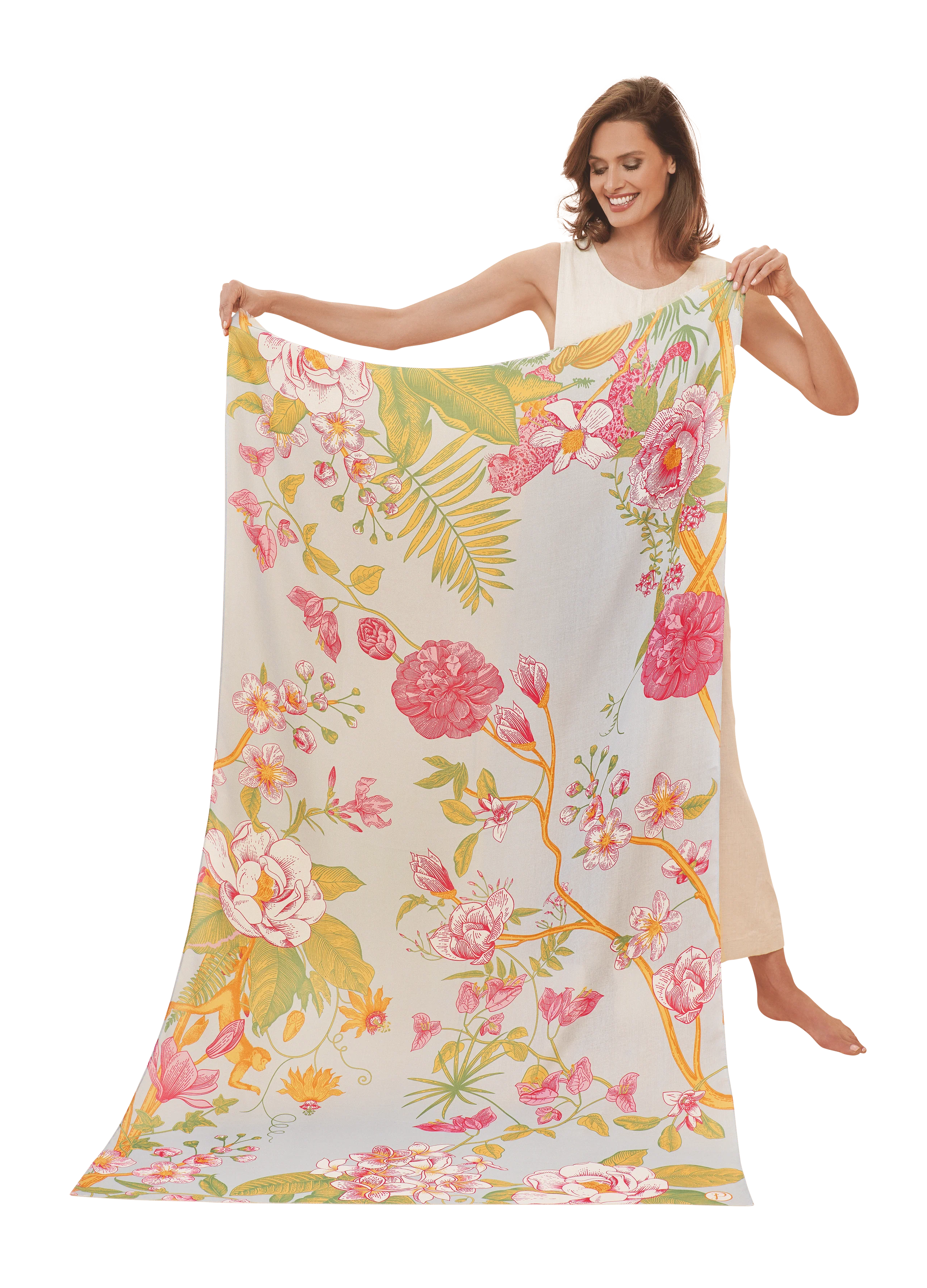 "Powder" Printed Floral Jungle Scarf Lavender