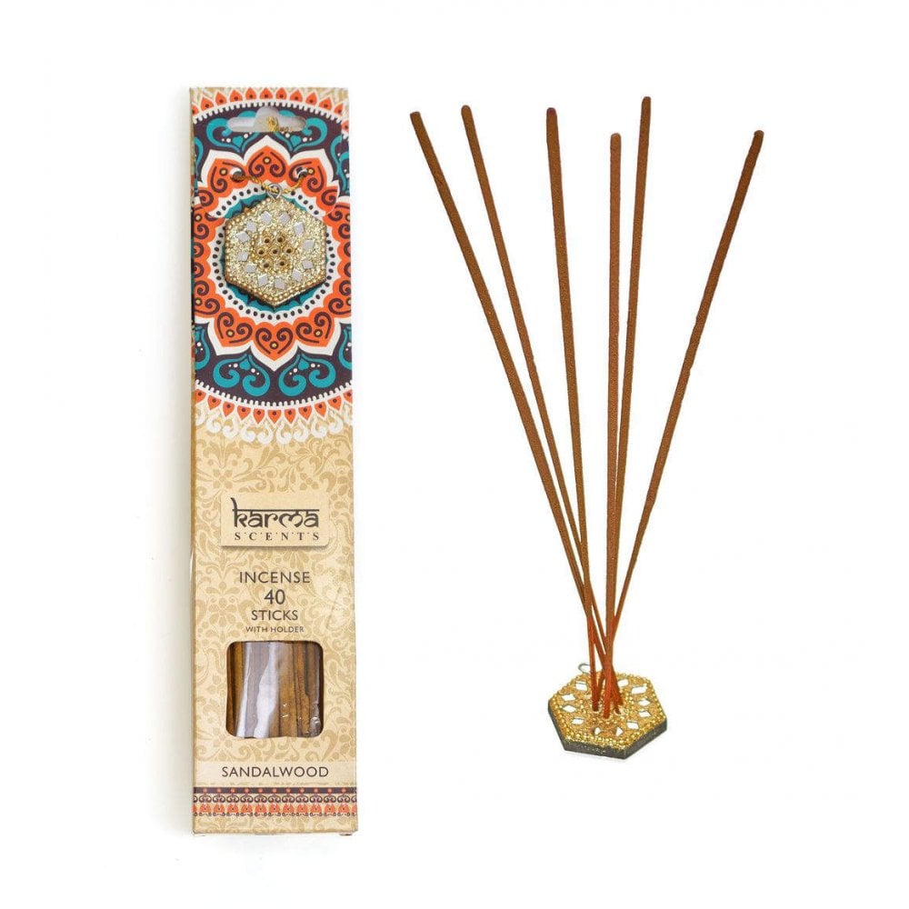 Karma Scents 40 Incense Sticks and Holder "Sandalwood"