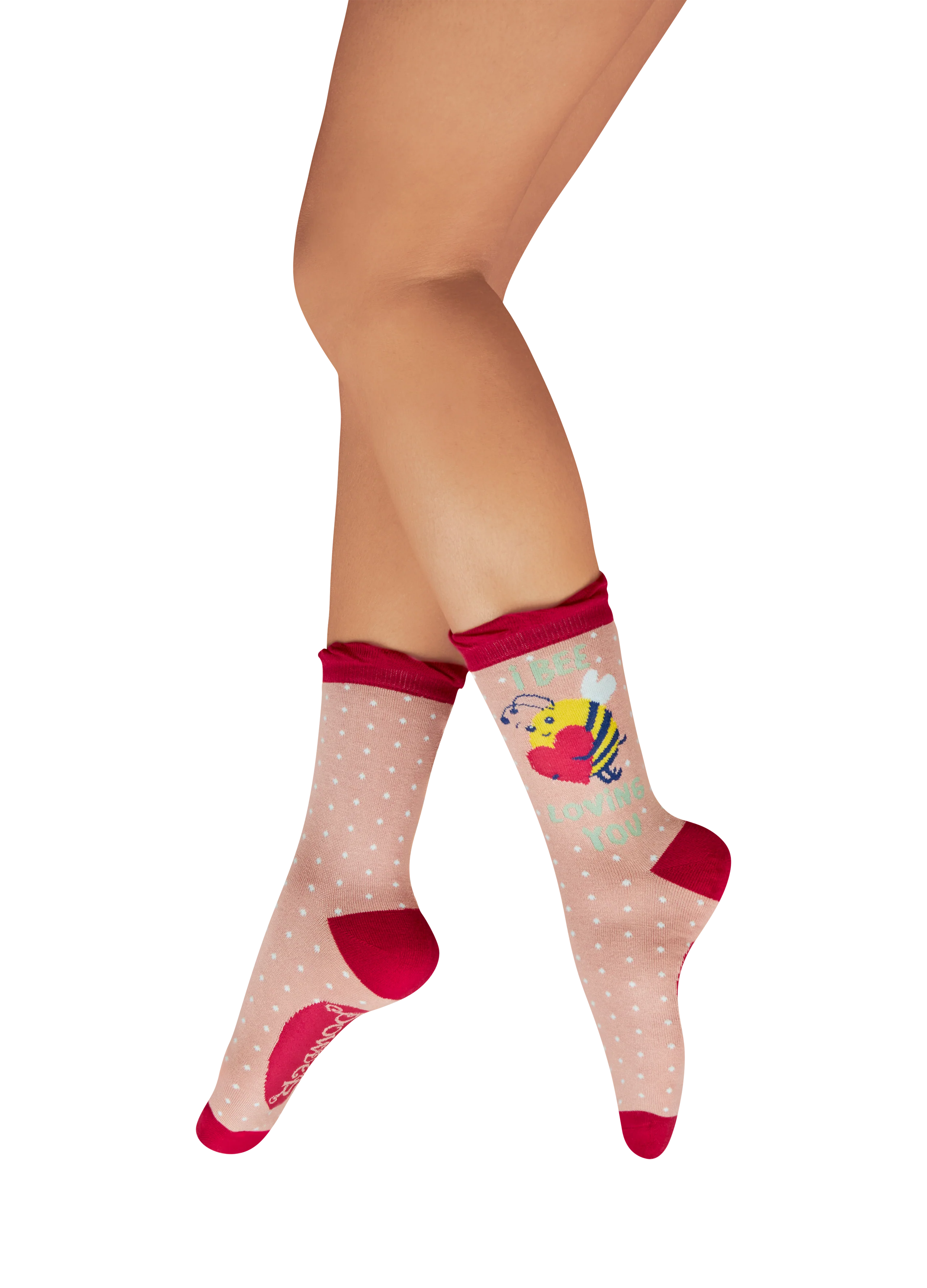 "Powder" Ladies' Ankle Socks - I Bee Loving You - Petal