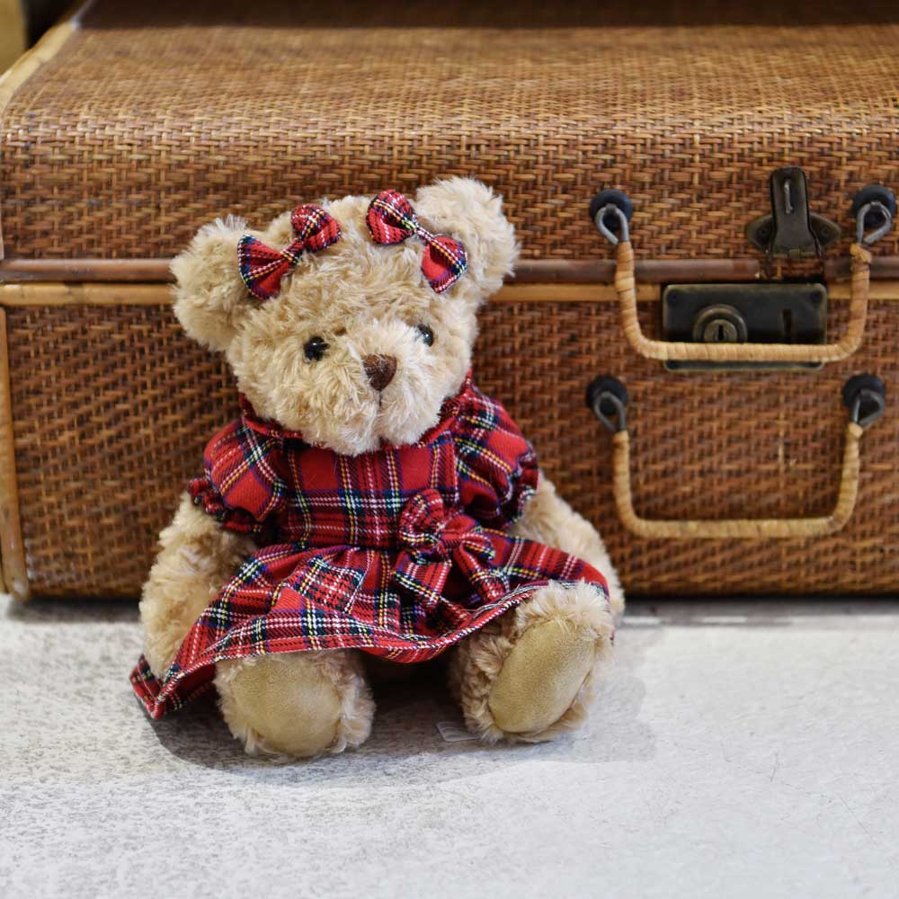 Powell Craft "Teddy Bear With Red Tartan Dress"