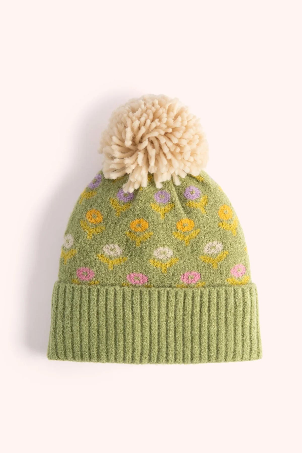 "Powder" Willow Ditsy Flower PomPom Hat Sage