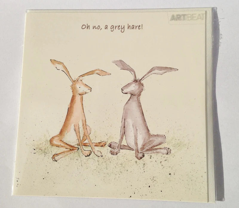 "Oh No, A Grey Hare!" Art Beat Greeting Card