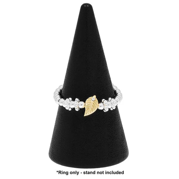 Equilibrium Stackable Two Tone Leaf Ring