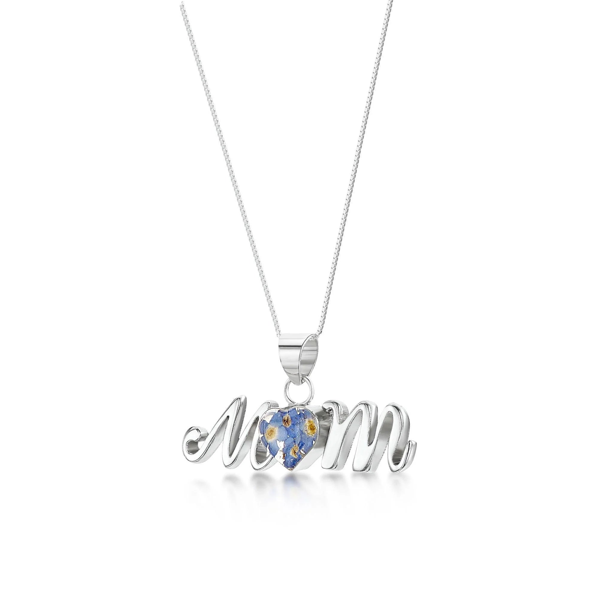 Shrieking Violet Forget Me Not "Mum" Silver Necklace