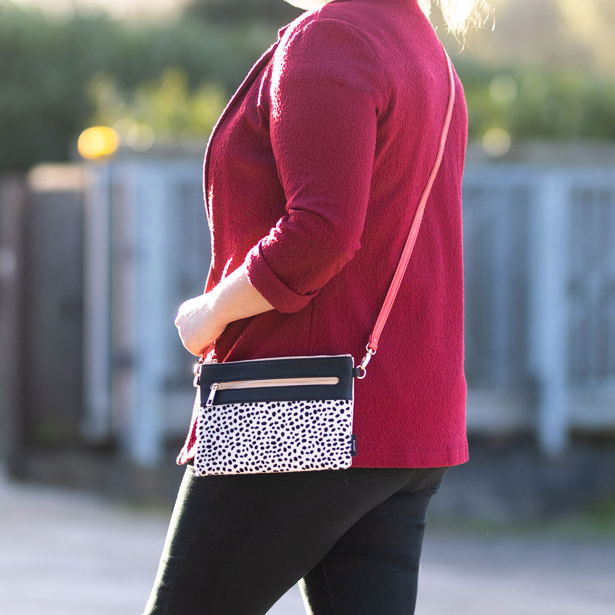 Vegan Leather Dalmatian Animal Print Clutch Bag