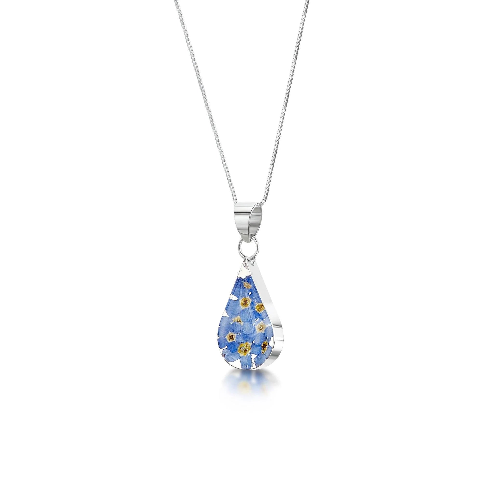 Shrieking Violet Forget Me Not "Teardrop" Silver Necklace