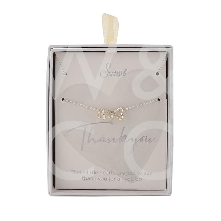 Sophia Collection "Thank You" Silver Necklace