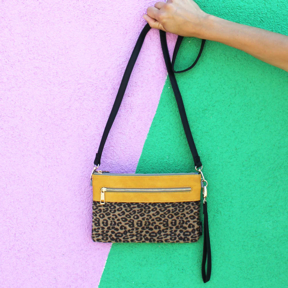 Vegan Leather Leopard Animal Print Clutch Bag