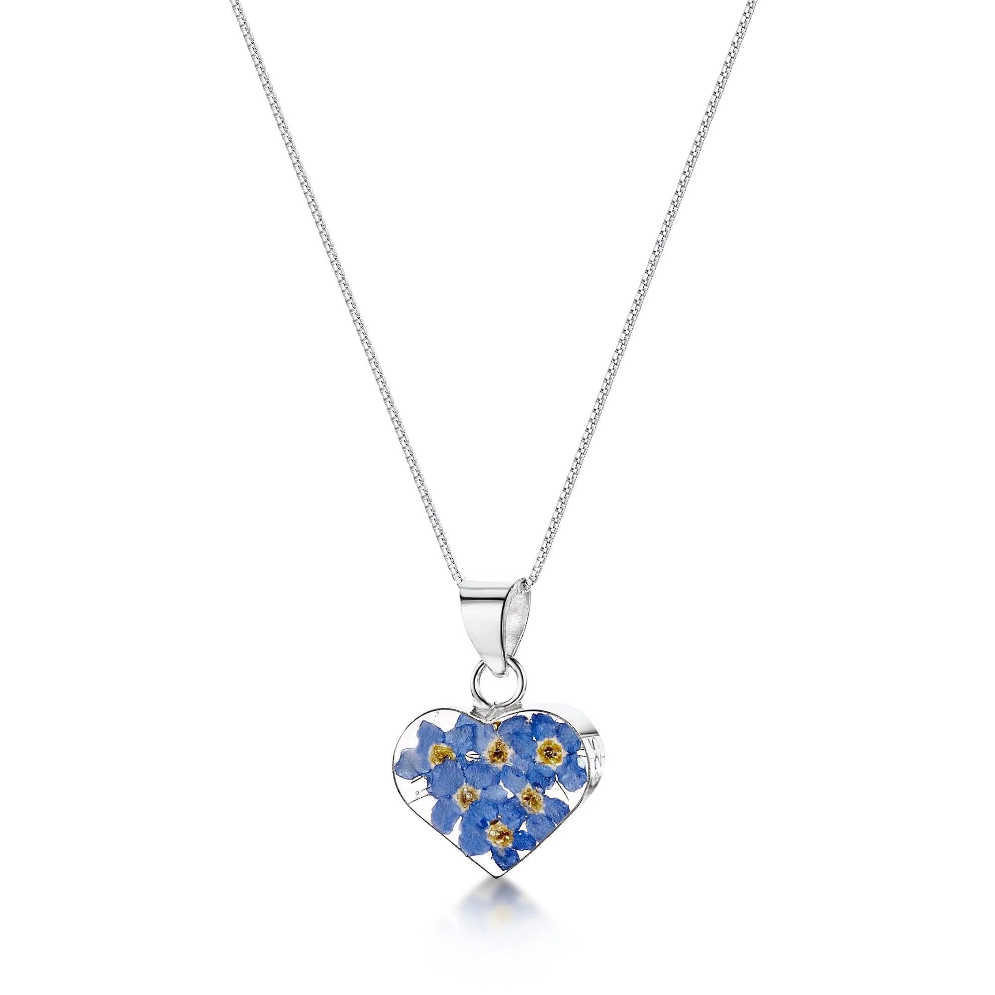 Shrieking Violet Forget Me Not "Heart" Silver Necklace