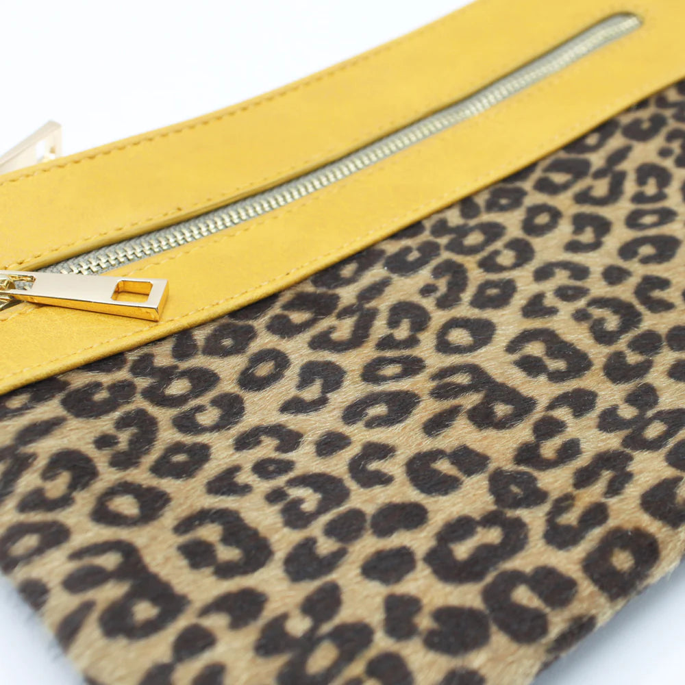 Vegan Leather Leopard Animal Print Clutch Bag