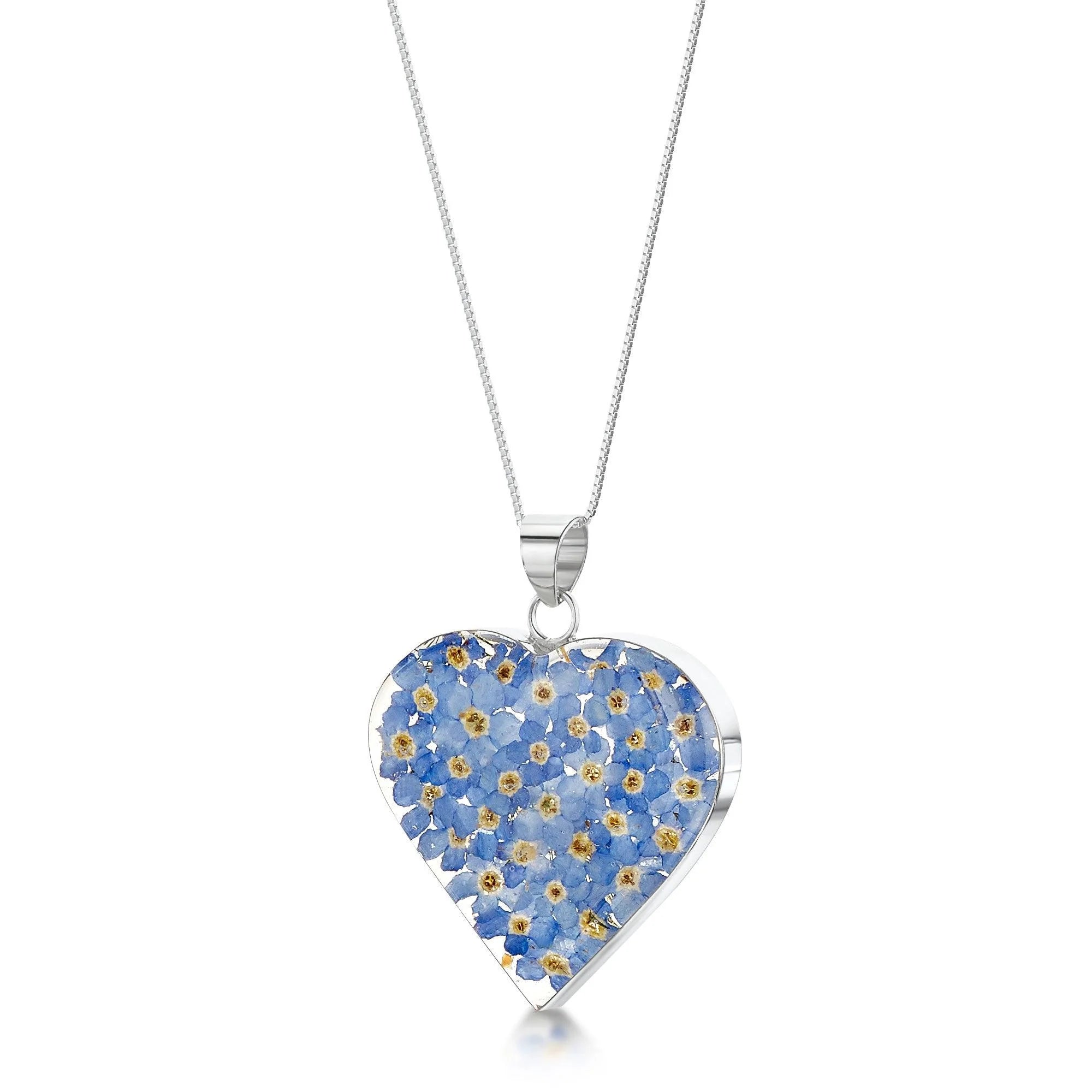 Shrieking Violet Forget Me Not "Large Heart" Silver Necklace