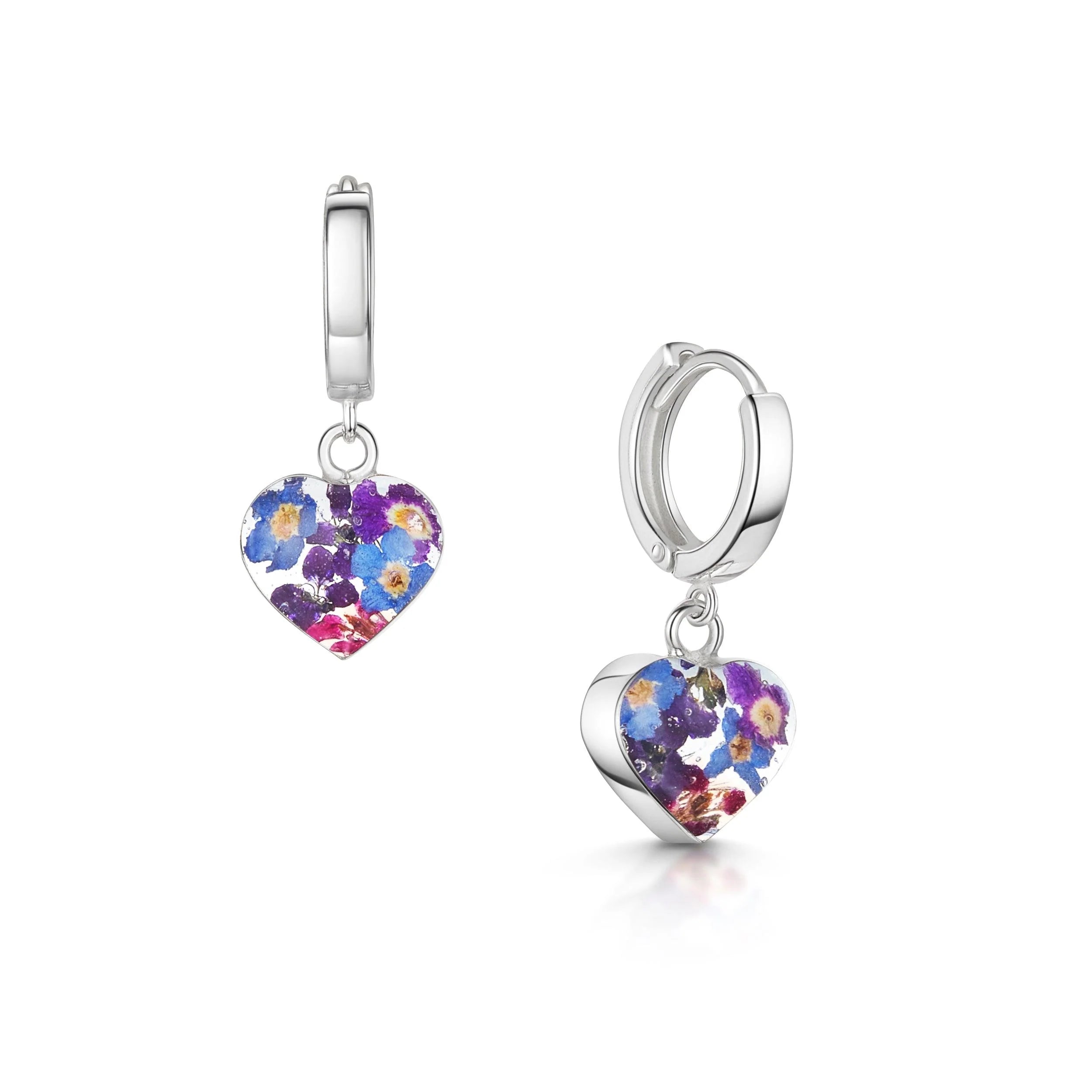 Shrieking Violet Purple Haze "Heart" Silver Huggie Earrings